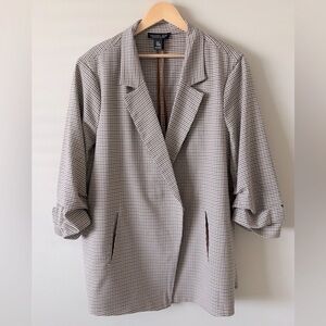 Rachel Zoe Plaid Blazer 3X Brown Black Check Oversized